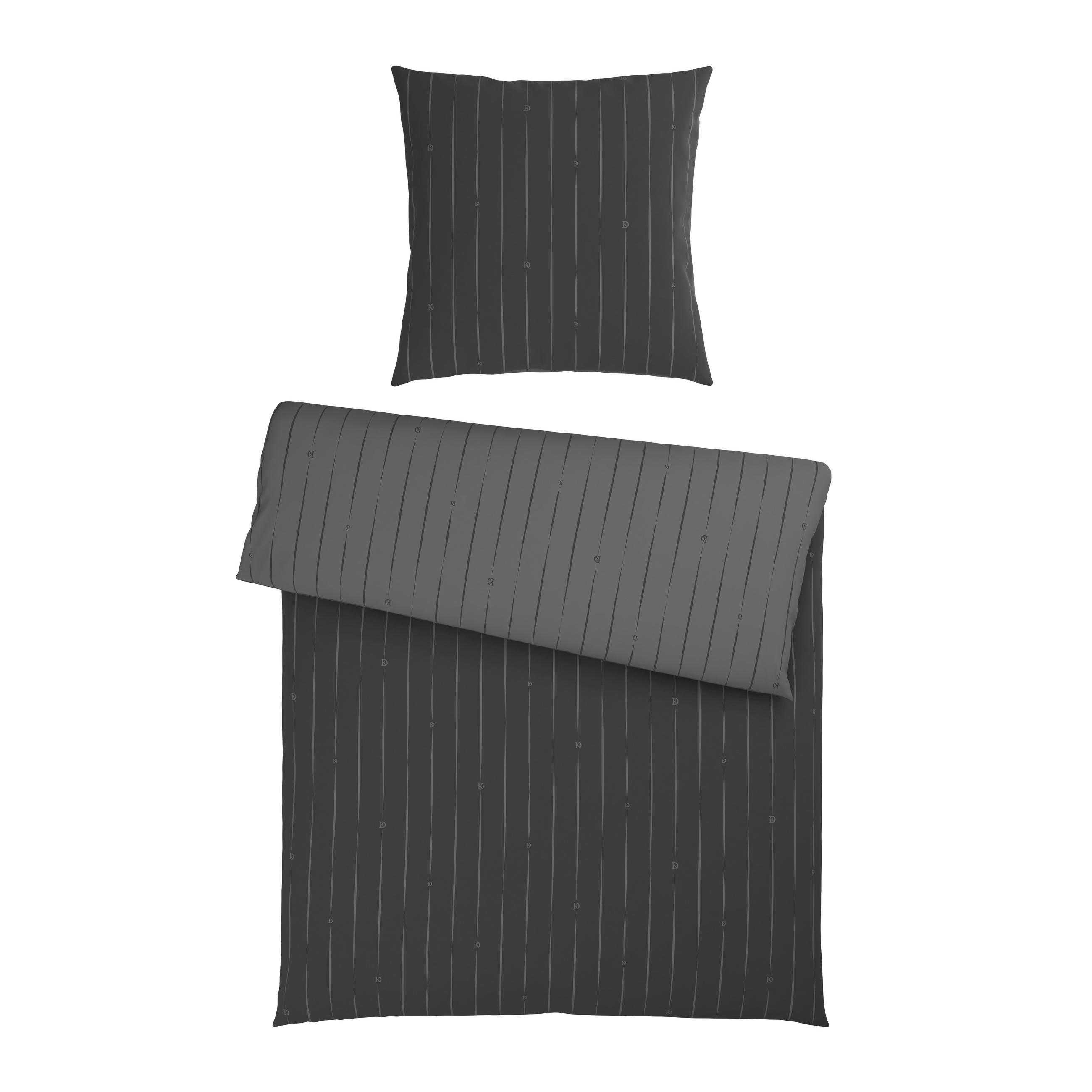 WENDEBETTWÄSCHE STRIPES DK Flanell 135/200 cm  - Anthrazit, Design, Textil (135/200cm) - Dieter Knoll