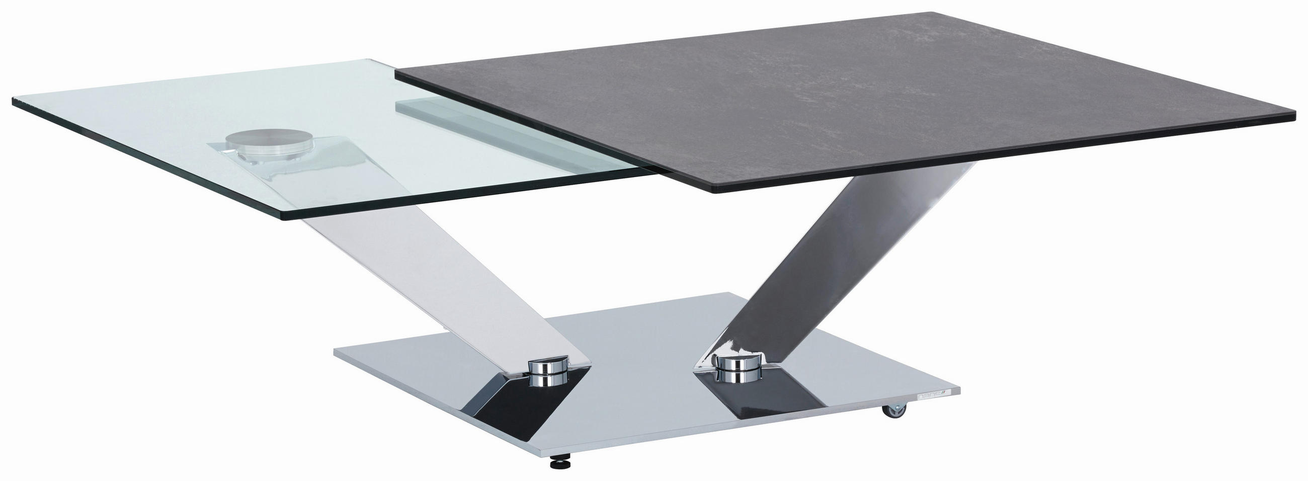 COUCHTISCH Naos Calypso Sicherheitsglas 84-129/84-106/40 cm rechteckig Schwarz, Chromfarben, Transparent  - Chromfarben/Transparent, Design, Glas/Keramik (84-129/84-106/40cm) - Naos