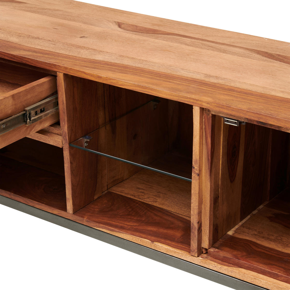 LOWBOARD Craft Line  in 175/49/40 cm  - Anthrazit/Naturfarben, LIFESTYLE, Glas/Holz (175/49/40cm) - MID.YOU