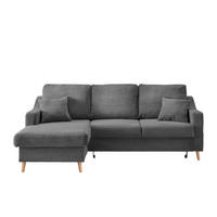 ECKSOFA Grau Cord  - Naturfarben/Grau, Design, Holz/Textil (150/228cm) - P & B