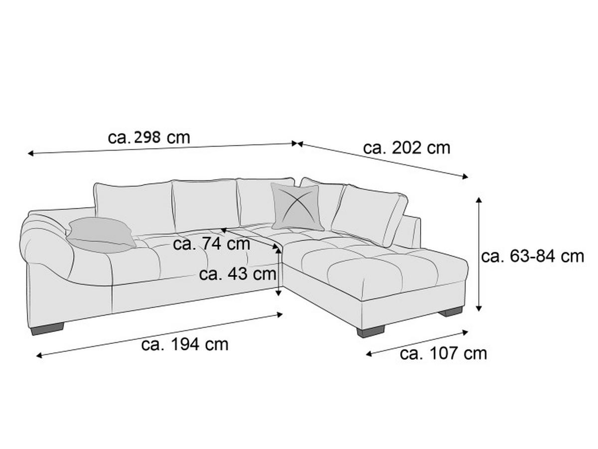 ECKSCHLAFSOFA  Anthrazit Mikrofaser  - Anthrazit/Silberfarben, Design, Holz/Textil (298/202cm) - P & B