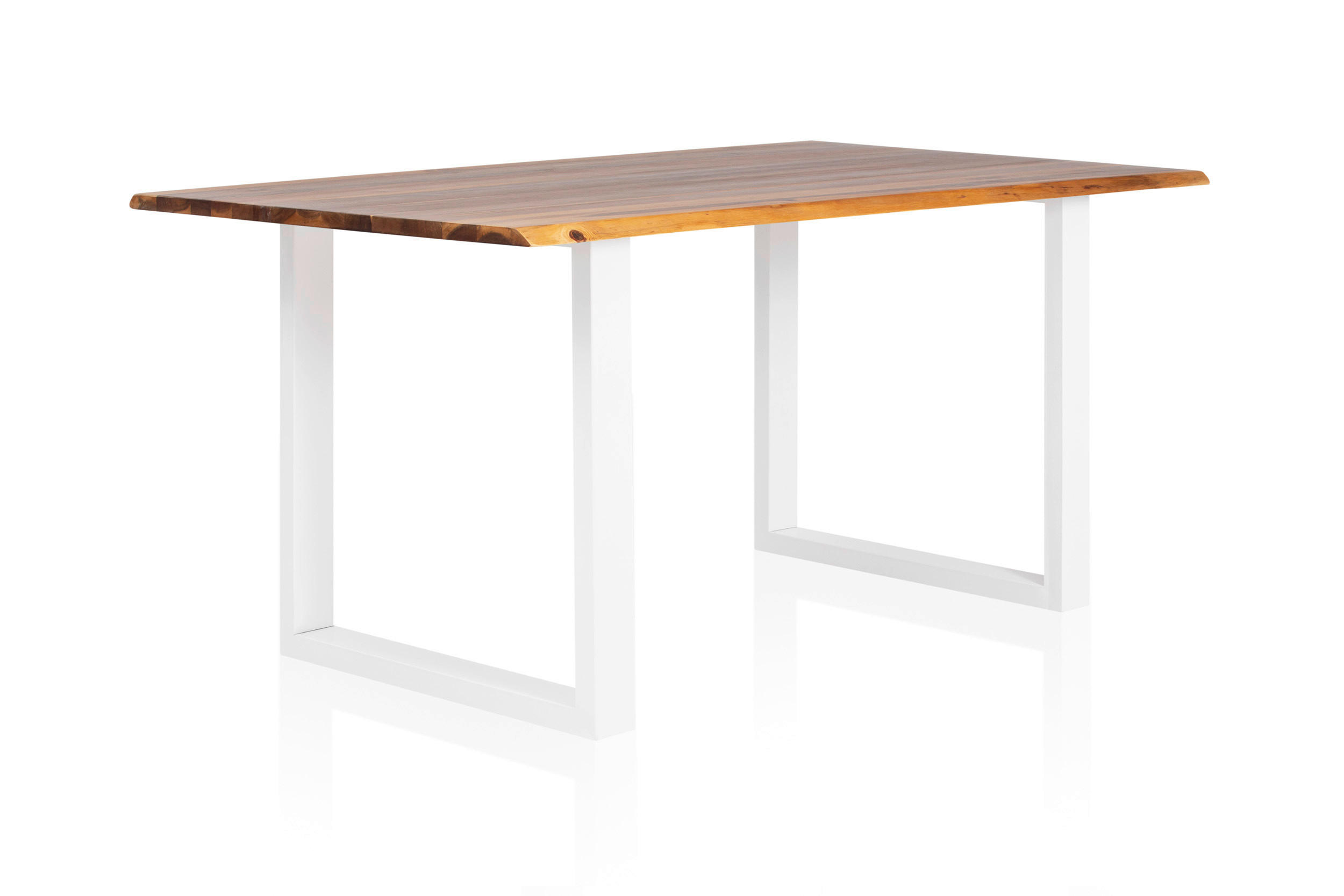 ESSTISCH Akazie vollmassiv rechteckig Naturfarben, Weiß  - Weiß/Naturfarben, MODERN, Holz/Metall (140/80/75cm) - Livetastic