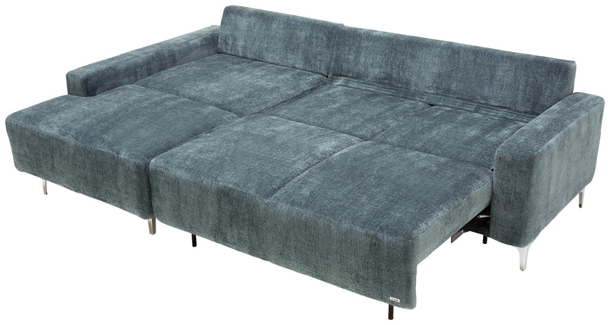 ECKSOFA Dunkelblau Flachgewebe  - Alufarben/Dunkelblau, Design, Textil/Metall (160/248cm) - Sedda