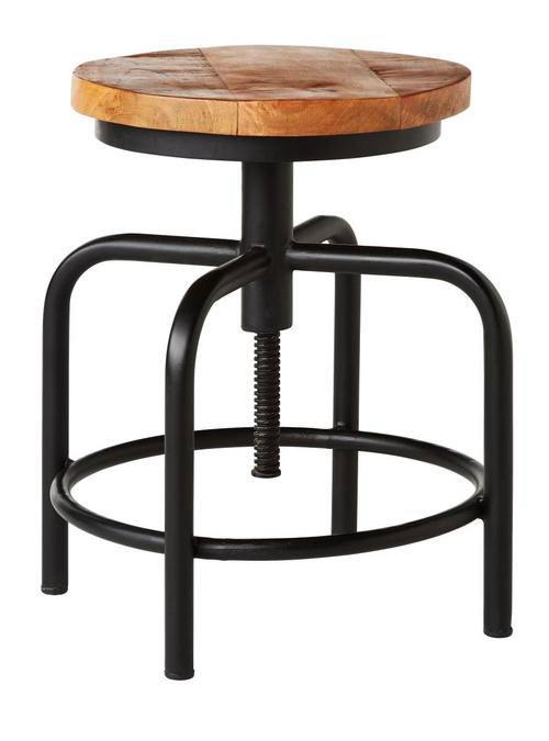 TABURET, dřevo, kov, 36/49/36 cm - černá/přírodní barvy, Trend, kov/dřevo (36/49/36cm) - Ambia Home