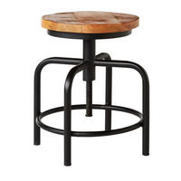 HOCKER Mangoholz Naturfarben, Schwarz  - Schwarz/Naturfarben, Trend, Holz/Metall (36/49/36cm) - Ambia Home