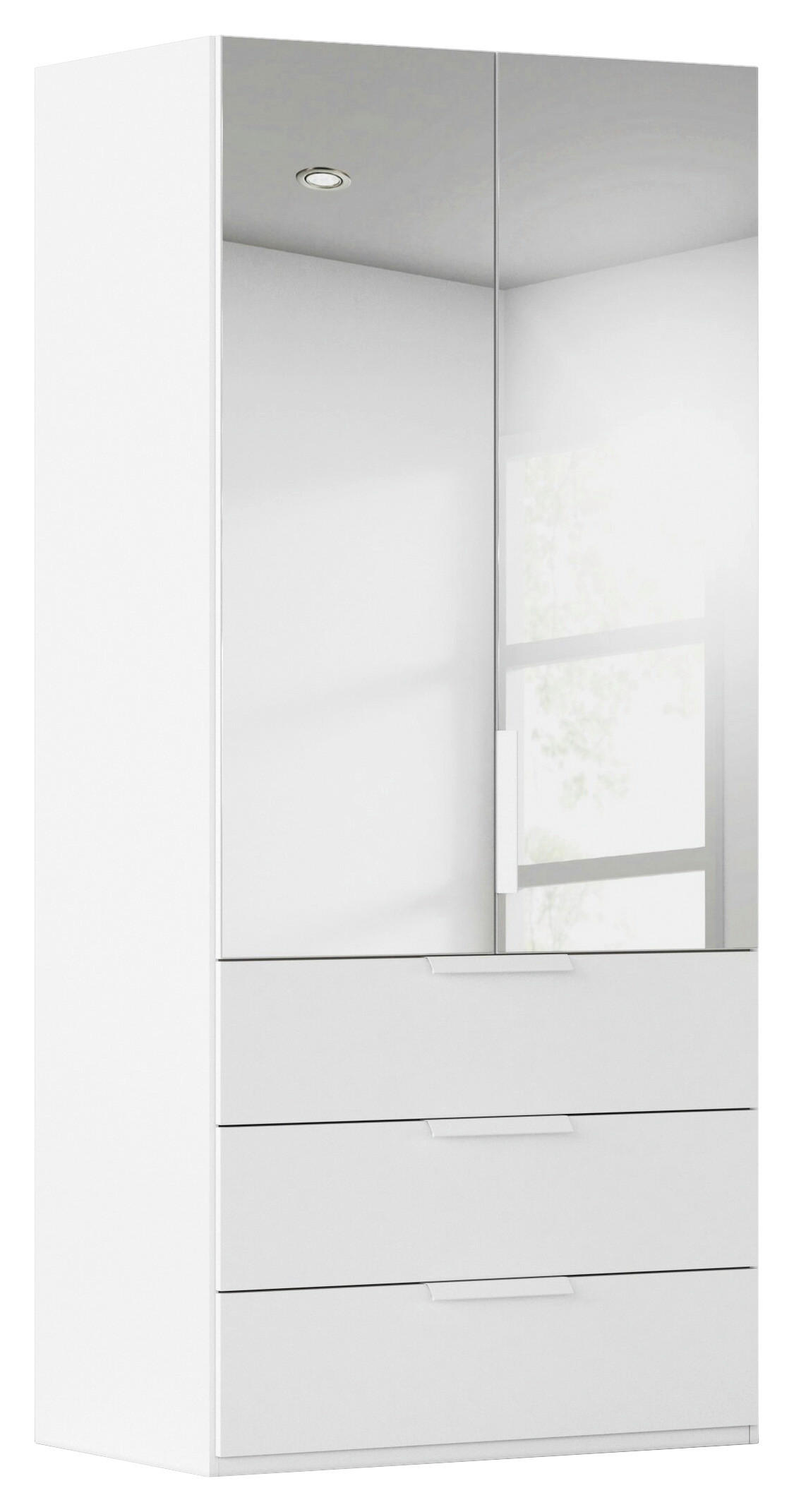 DREHTÜRENSCHRANK 101/223/61 cm,  in Weiß, 2-türig  - Weiß, Basics, Glas/Holzwerkstoff (101/223/61cm) - Novel