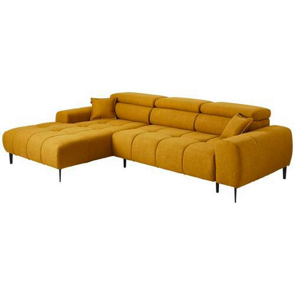 Thumbnail - Welnova Ecksofa, Currygelb, Textil, Uni, 5-Sitzer, Ottomane links, L-Form, 270x177 cm, Made in EU, Typenauswahl, Stoffau...