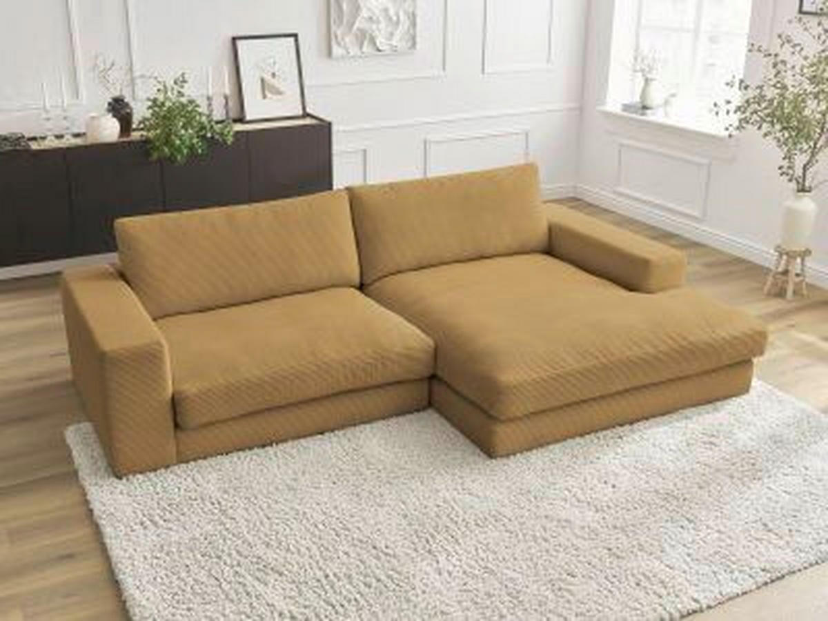 ECKSOFA  LEONARD Gelb Cord  - Gelb/Schwarz, MODERN, Kunststoff/Textil (274/159cm)
