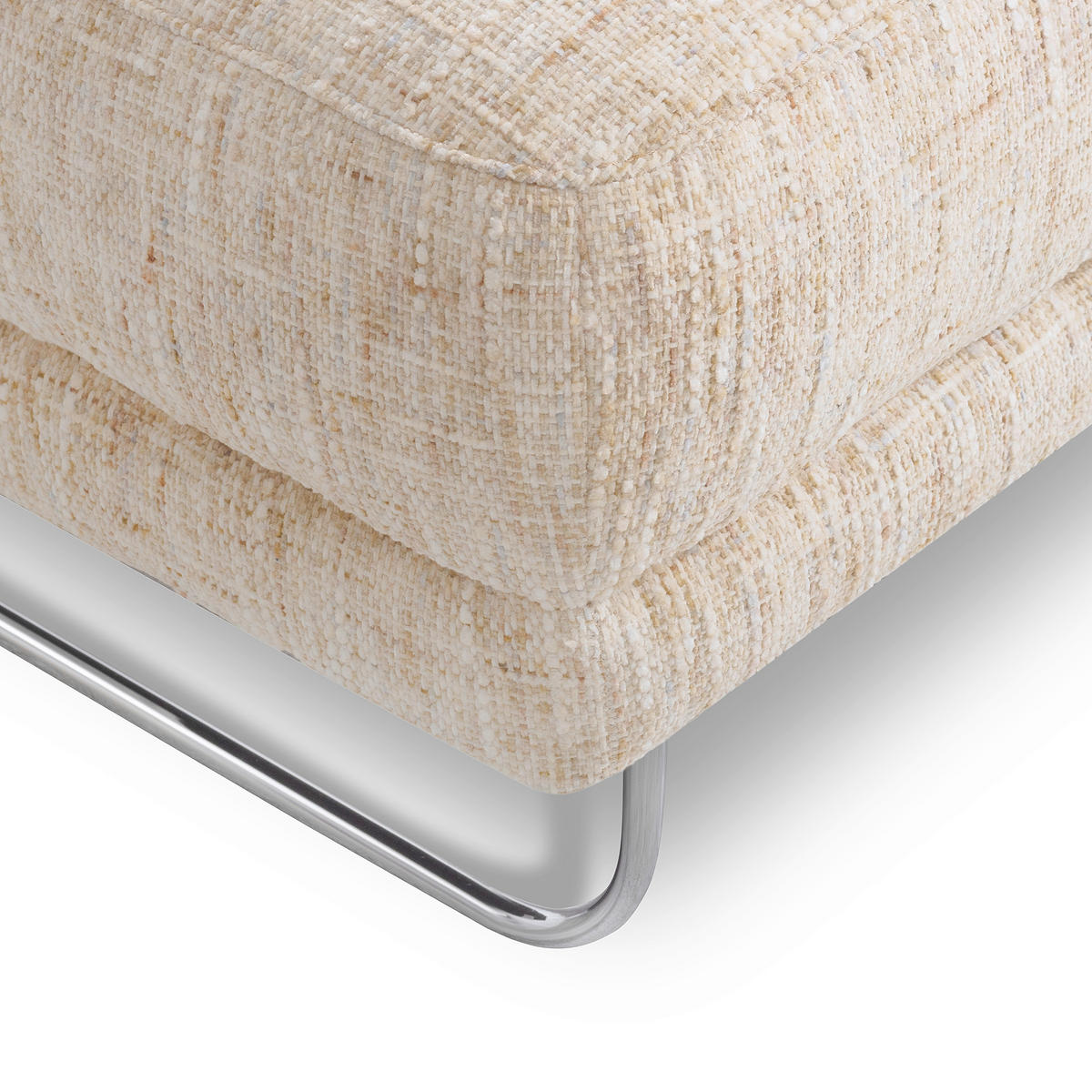 HOCKER Textil Beige  - Chromfarben/Beige, Design, Textil/Metall (96/45/80cm) - Livetastic