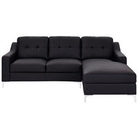 ECKSOFA Schwarz Echtleder  - Chromfarben/Schwarz, MODERN, Leder/Metall (228/160cm) - MID.YOU