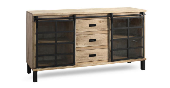 SIDEBOARD 175/90/42 cm  - Graubraun/Schwarz, LIFESTYLE, Glas/Holz (175/90/42cm) - Landscape