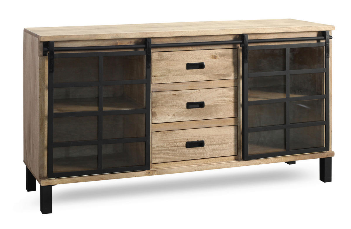 SIDEBOARD 175/90/42 cm  - Graubraun/Schwarz, LIFESTYLE, Glas/Holz (175/90/42cm) - Landscape