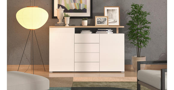 SIDEBOARD in 154/94/40 cm - Weiß/Eiche Artisan, Basics, Holzwerkstoff (154/94/40cm) - Carryhome