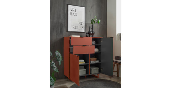 SCHUHSCHRANK  in 96/109/38 cm  - Rot/Schwarz, Design, Holzwerkstoff/Metall (96/109/38cm) - Voleo