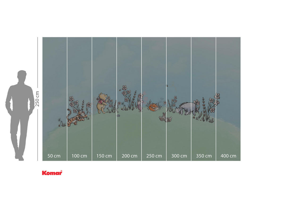FOTOTAPETE WINNIE THE POOH MINDS  - Pastellblau, Design, Textil (400/250cm) - Disney