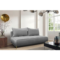 SCHLAFSOFA Velours Hellgrau Querschläfer  inkl. Bettkasten  - Goldfarben/Hellgrau, Design, Textil/Metall (200/90/97cm) - MID.YOU