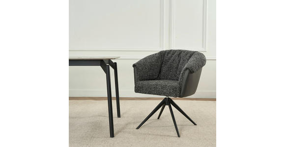 ARMLEHNSTUHL  Stoffauswahl, Sitzfläche 180° drehbar Webstoff  - Dunkelgrau/Schwarz, Design, Textil/Metall (69/80/68cm) - Novel