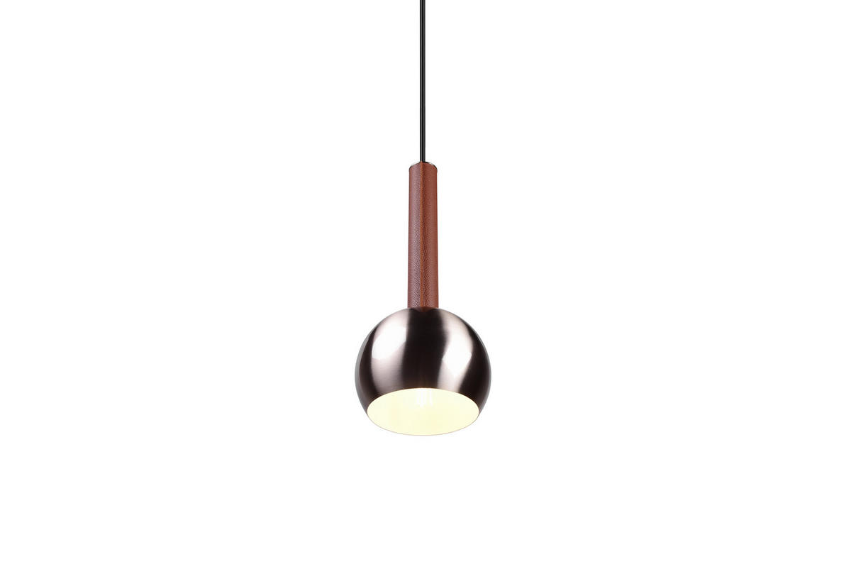 HÄNGELEUCHTE 20/200 cm   - Braun/Nickelfarben, Design, Leder/Metall (20/200cm) - Cinque