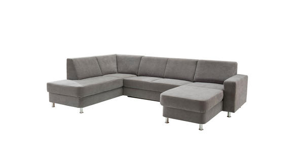 WOHNLANDSCHAFT  in Chenille Grau  - Chromfarben/Multicolor, Design, Kunststoff/Textil (198/301/165cm) - Xora