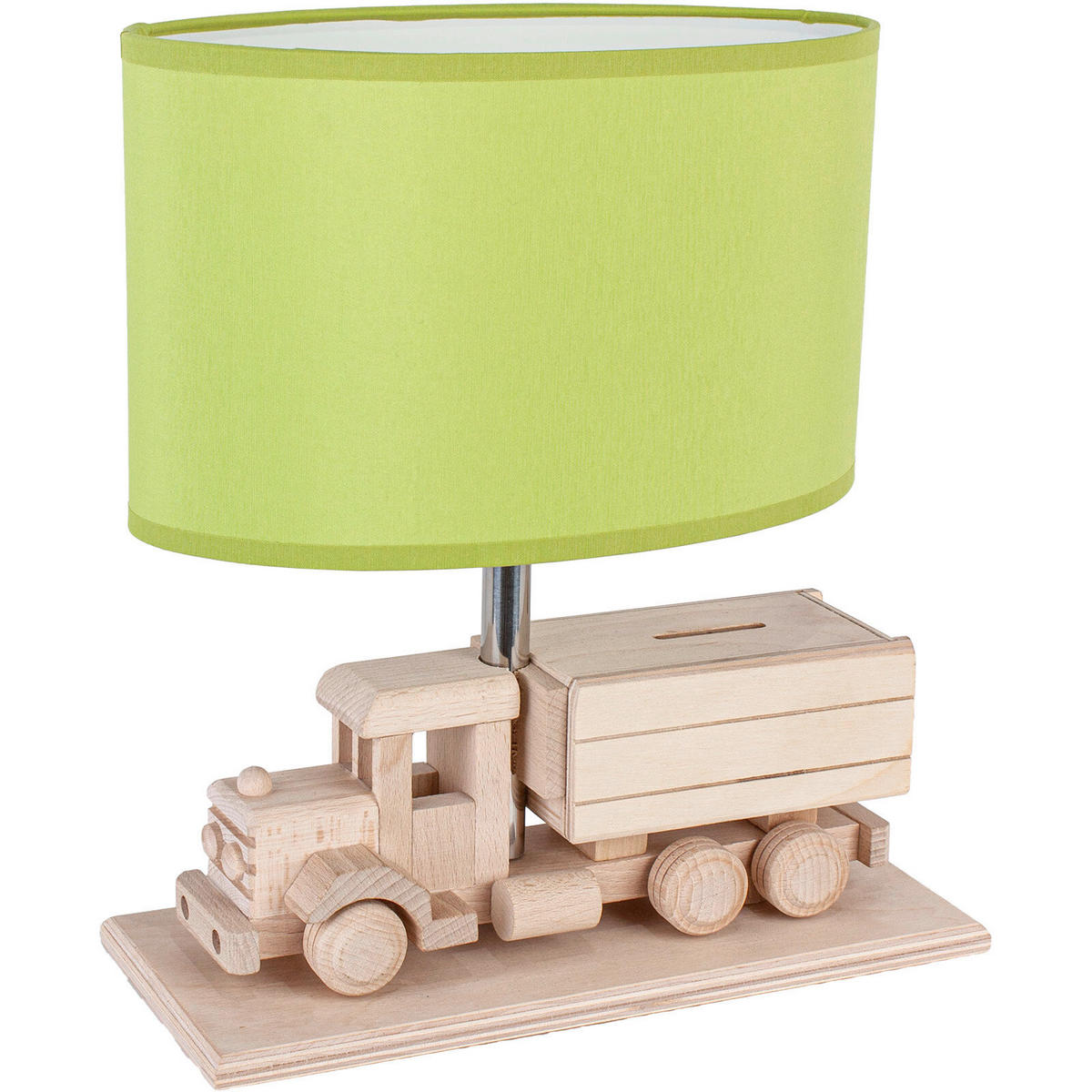 KINDERTISCHLEUCHTE Lkw mit Spardose 32/14/27 cm  - Naturfarben/Grün, Natur, Holz/Holzwerkstoff (32/14/27cm)
