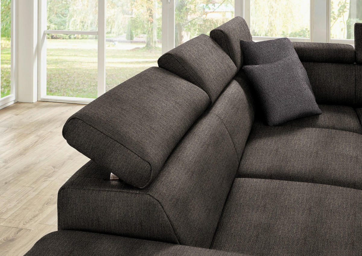ECKSOFA in Mikrofaser Fango  226/273 cm  - Fango/Eichefarben, Natur, Holz/Textil (226/273cm) - Beldomo System