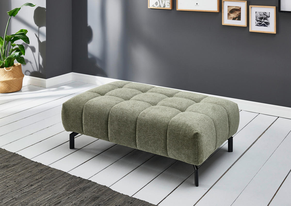 ECKSOFA in Webstoff Grün  - Schwarz/Grün, Design, Textil/Metall (329/190cm) - Beldomo Style