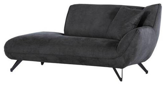 CHAISELONGUE in Mikrofaser Anthrazit  - Anthrazit/Schwarz, Design, Textil/Metall (190/90/95cm) - Carryhome