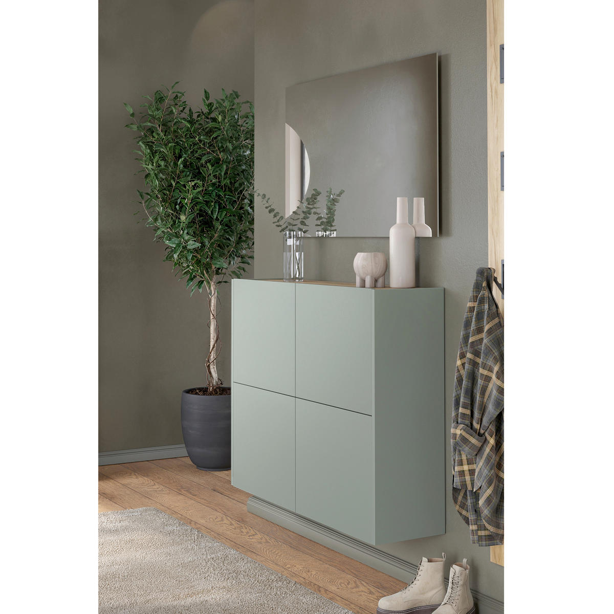 GARDEROBE 2-teilig  in 200/79/27 cm  - Eichefarben/Grün, Design, Holzwerkstoff (200/79/27cm) - Livetastic