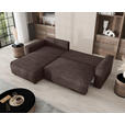 ECKSOFA Braun Cord Zierkissen, Rückenkissen, Bettkasten, Schlaffunktion, Rücken echt, Liegefläche im Originalstoff  - Schwarz/Braun, MODERN, Kunststoff/Textil (190/280cm) - Carryhome