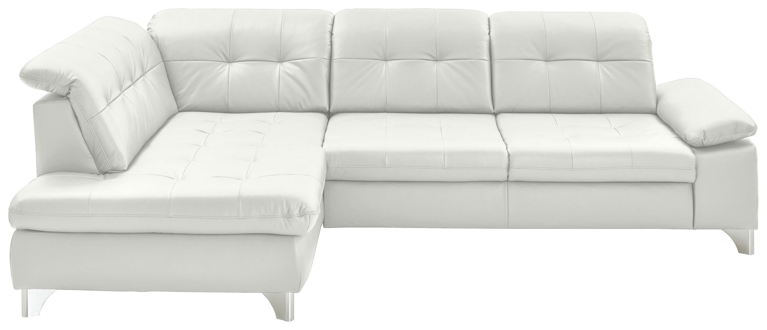 ECKSOFA Echtleder Weiss  - Weiss, Basics, Leder/Metall (211/309cm) - Beldomo Speed