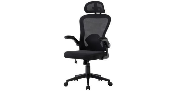 DREHSTUHL Netzbespannung Schwarz  - Schwarz, Design, Kunststoff/Textil (59/118-128/64cm) - Carryhome