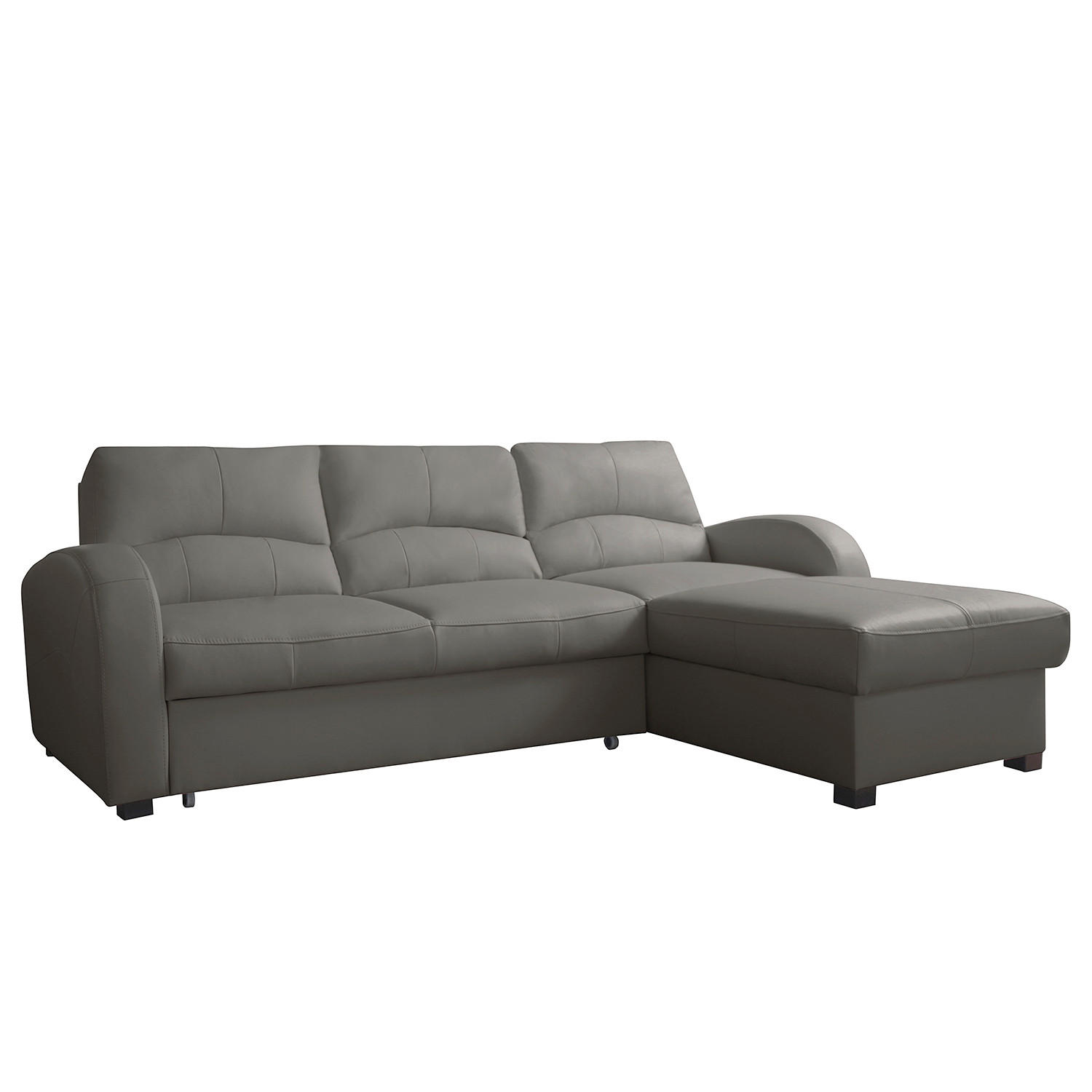 ECKSOFA  Lederlook Grau  - Schwarz/Grau, Design, Kunststoff/Textil (227/168cm) - Livetastic