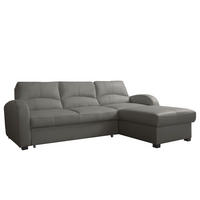 ECKSOFA 227/168 cm TILO in Lederlook Grau Bettkasten  227/168 cm  - Schwarz/Grau, Design, Kunststoff/Textil (227/168cm) - Livetastic