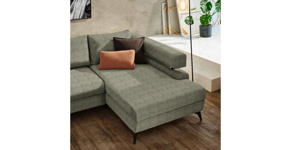 ECKSOFA in Chenille Olivgrün  - Schwarz/Olivgrün, KONVENTIONELL, Textil/Metall (265/184cm) - Hom`in