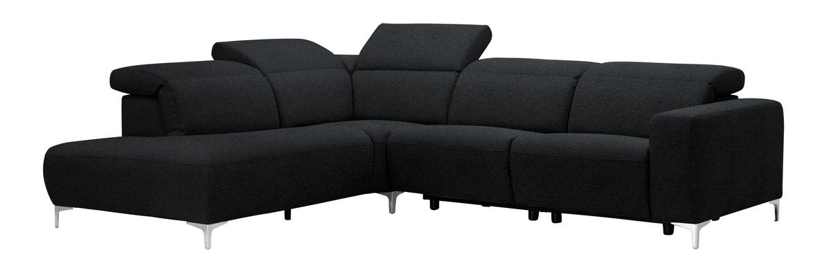 ECKSOFA Anthrazit Flachgewebe  - Anthrazit/Schwarz, Design, Textil/Metall (238/290cm) - Pure Home Lifestyle
