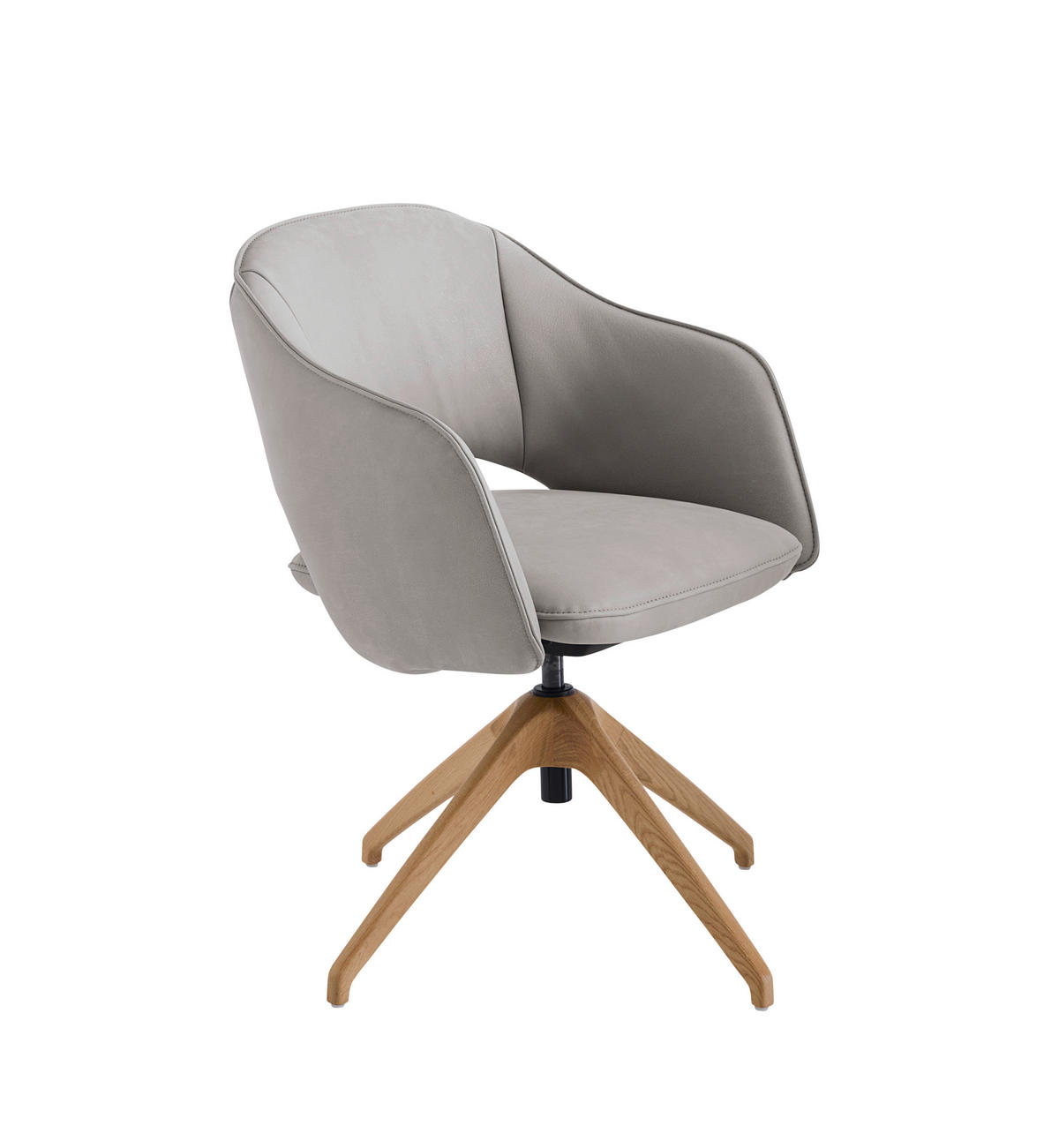 ARMLEHNSTUHL  in Echtleder naturbelassen  - Wildeiche/Grau, Design, Leder/Holz (63/74-90/57-73cm) - Koinor