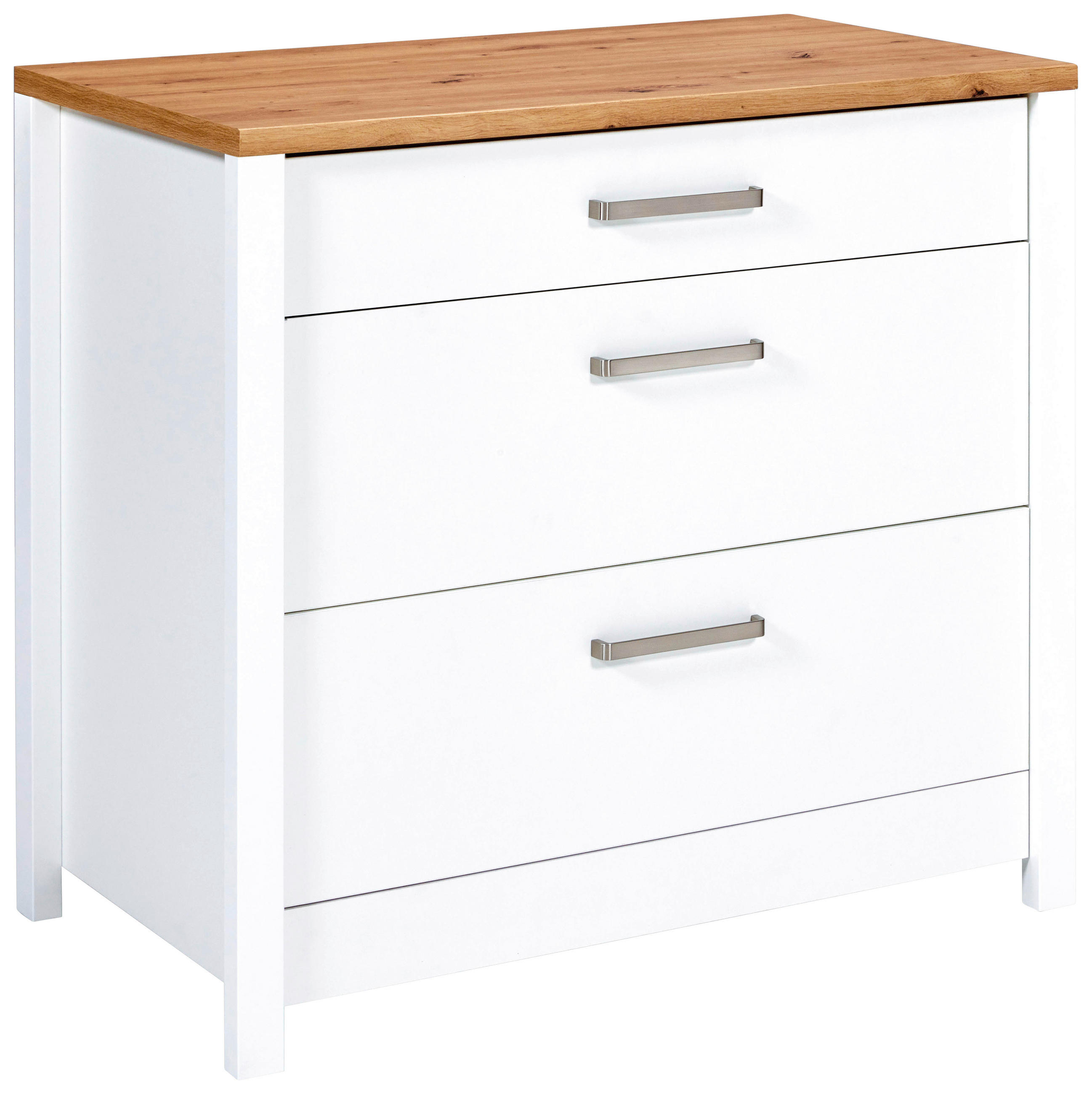 SCHUBKASTENUNTERSCHRANK 100/92/60 cm  in Weiß, Eiche Artisan  - Silberfarben/Eiche Artisan, MODERN, Holzwerkstoff/Metall (100/92/60cm) - home24