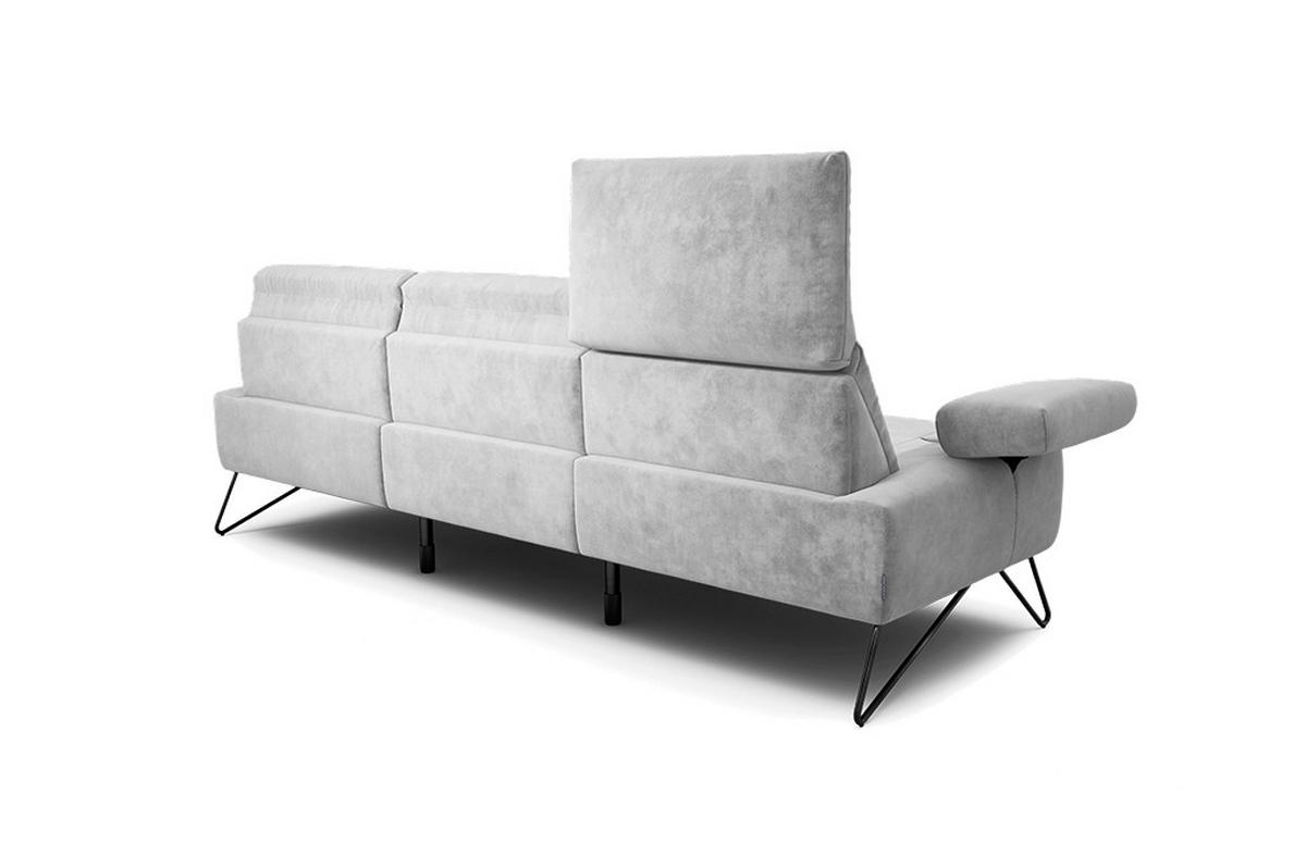 3-SITZER-SOFA Samt Hellgrau  - Hellgrau/Schwarz, Design, Textil/Metall (234-264/85/86-94cm) - SENSOO