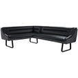 ECKBANK 178/237 cm Struktur Echtleder Schwarz   - Schwarz, Design, Leder/Textil (178/237cm) - Novel