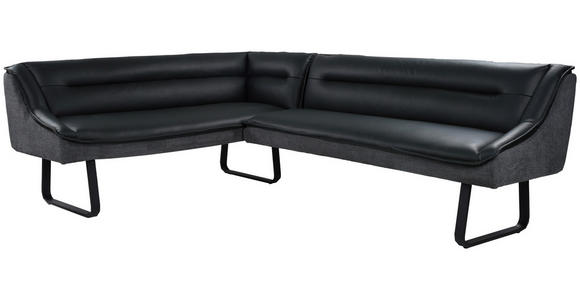 ECKBANK 178/237 cm Struktur Echtleder Schwarz   - Schwarz, Design, Leder/Textil (178/237cm) - Novel