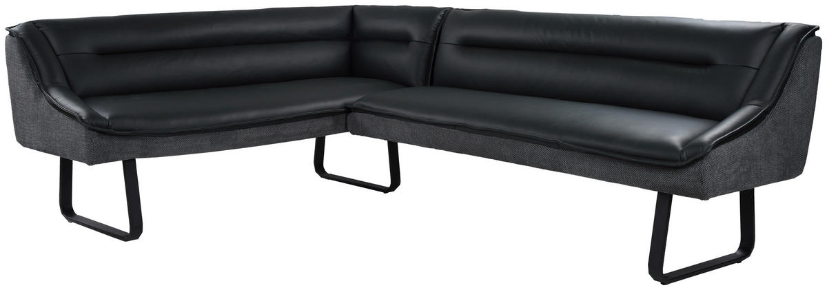 ECKBANK 178/237 cm Struktur Echtleder Schwarz   - Schwarz, Design, Leder/Textil (178/237cm) - Novel