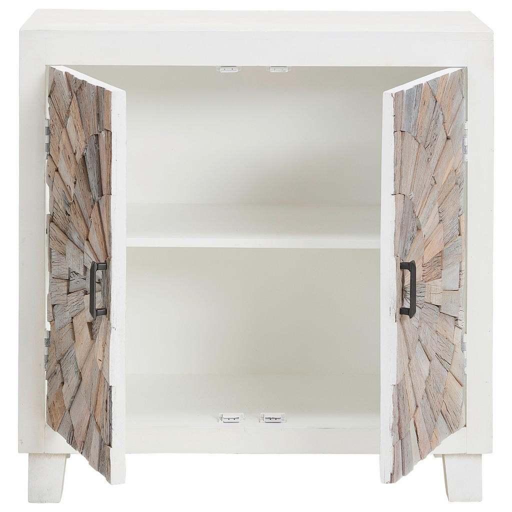 Thumbnail - Ambia Home Kommode, Weiß, Metall, Mangoholz, Recyclingholz, vollmassiv, Holz, 1 Fächer, 90x90x40 cm, Beimöbel erhältlich...