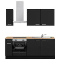 KÜCHENLEERBLOCK 210 cm   in Schwarz, Eichefarben  - Edelstahlfarben/Eichefarben, MODERN, Holzwerkstoff/Metall (210cm) - Nobilia