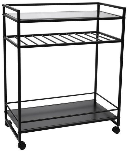 SERVIERWAGEN Schwarz  - Schwarz, Basics, Glas/Kunststoff (70/37/86cm)