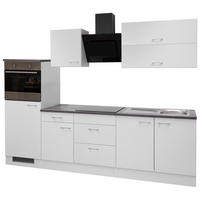 KÜCHENLEERBLOCK 270 cm   in Weiß  - Graubraun/Alufarben, MODERN, Holzwerkstoff/Kunststoff (270cm) - FlexWell