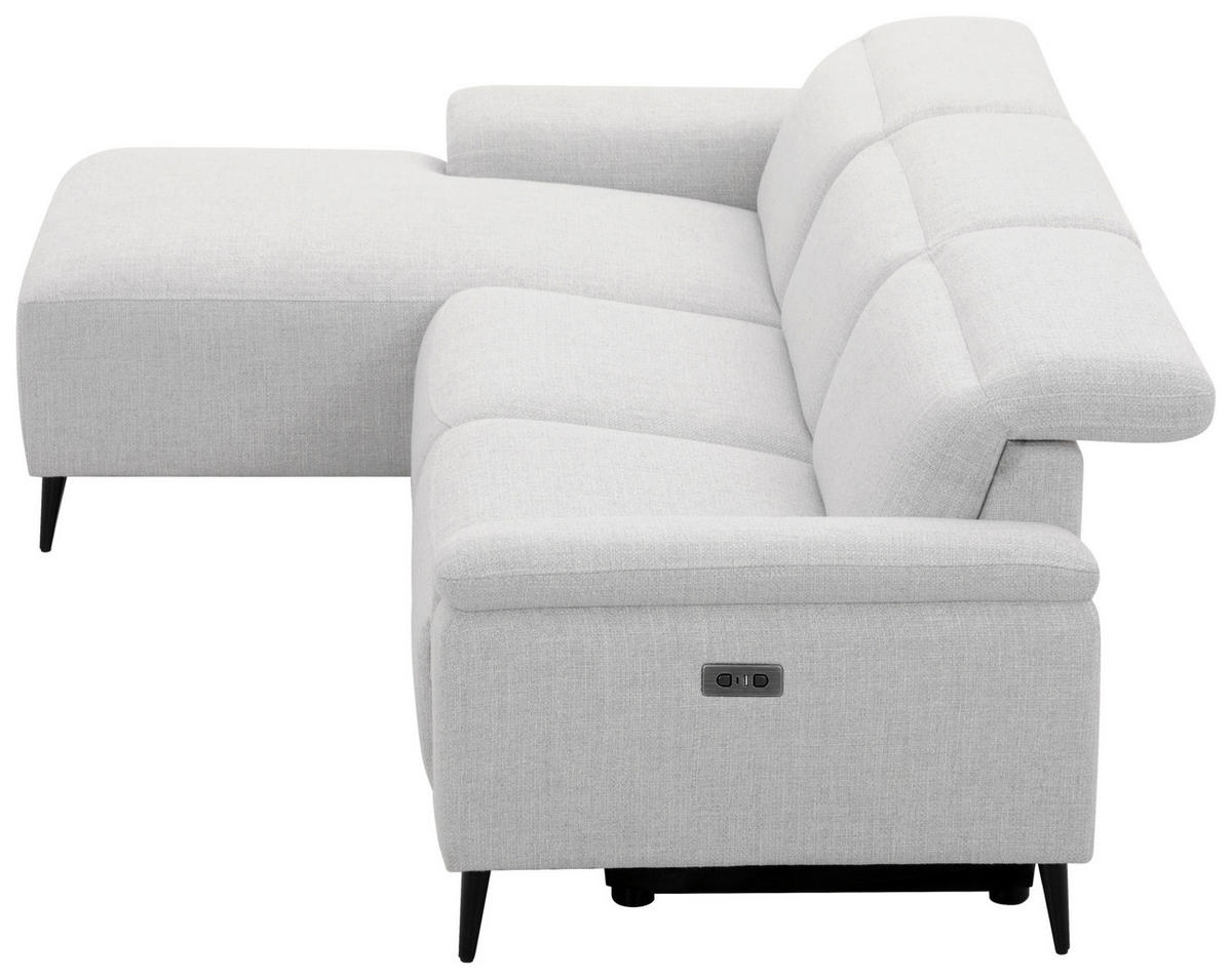 ECKSOFA inkl. Funktionen Hellgrau Leinenoptik  - Schwarzchrom/Hellgrau, Design, Holz/Kunststoff (171/270cm) - Xora