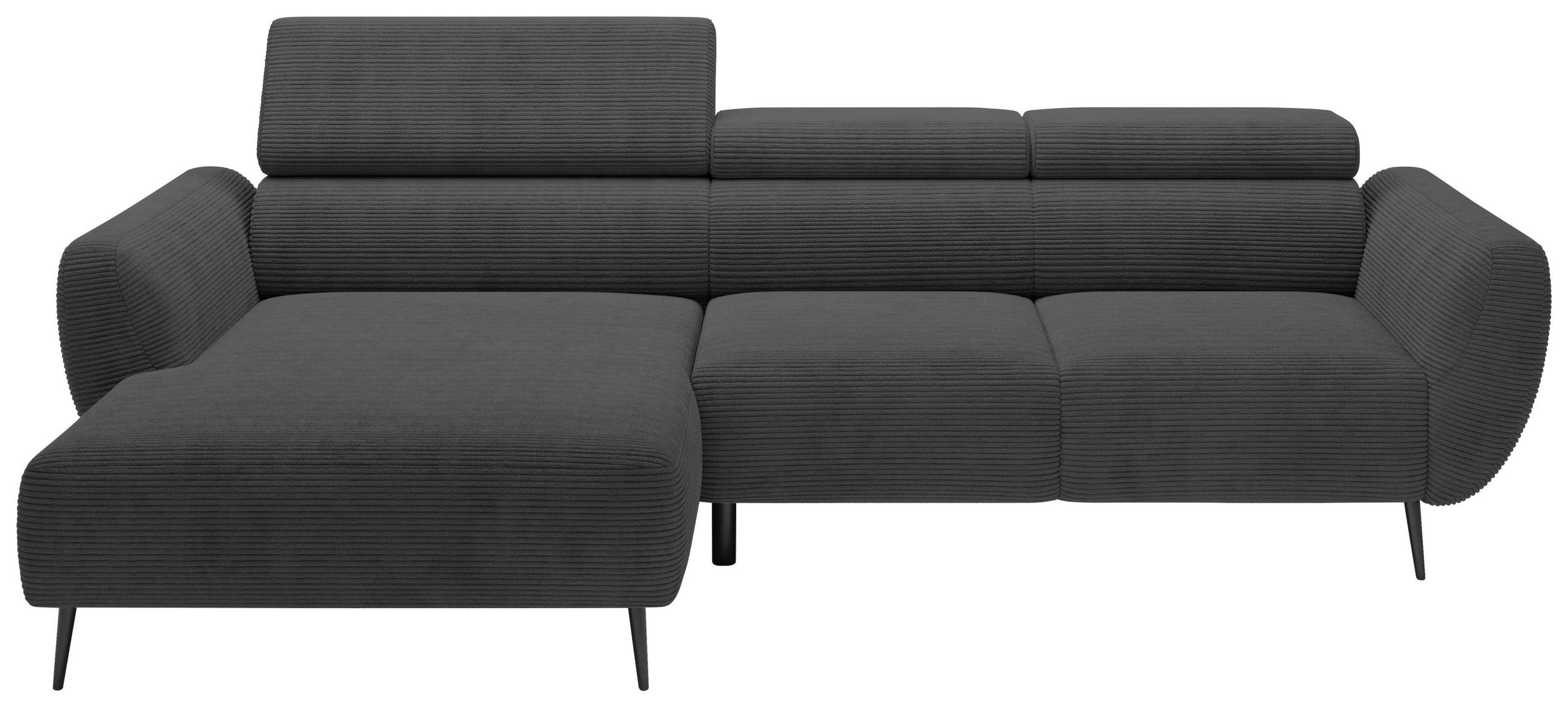 ECKSOFA in Cord Anthrazit  - Anthrazit/Schwarz, Konventionell, Textil/Metall (174/277cm) - Carryhome