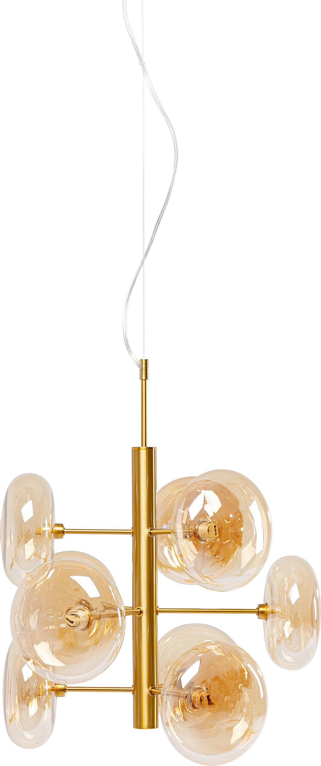 HÄNGELEUCHTE Headlight 53/155/53 cm   - Goldfarben/Schwarz, MODERN, Glas/Metall (53/155/53cm) - Kare-Design