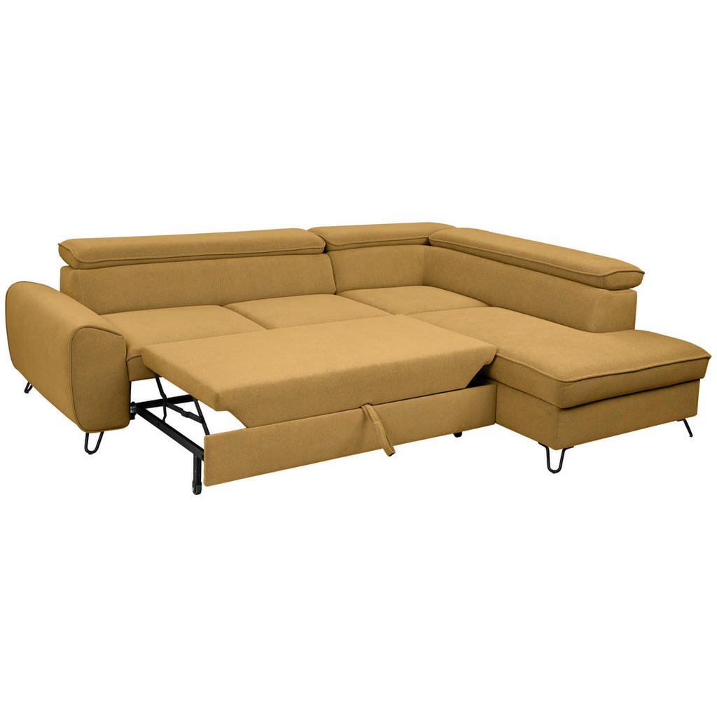 Thumbnail - Stylife Ecksofa, Currygelb, Textil, 4-Sitzer, Ottomane rechts, Eckteil, L-Form, 250x200 cm, Stoffauswahl, seitenverkehrt...