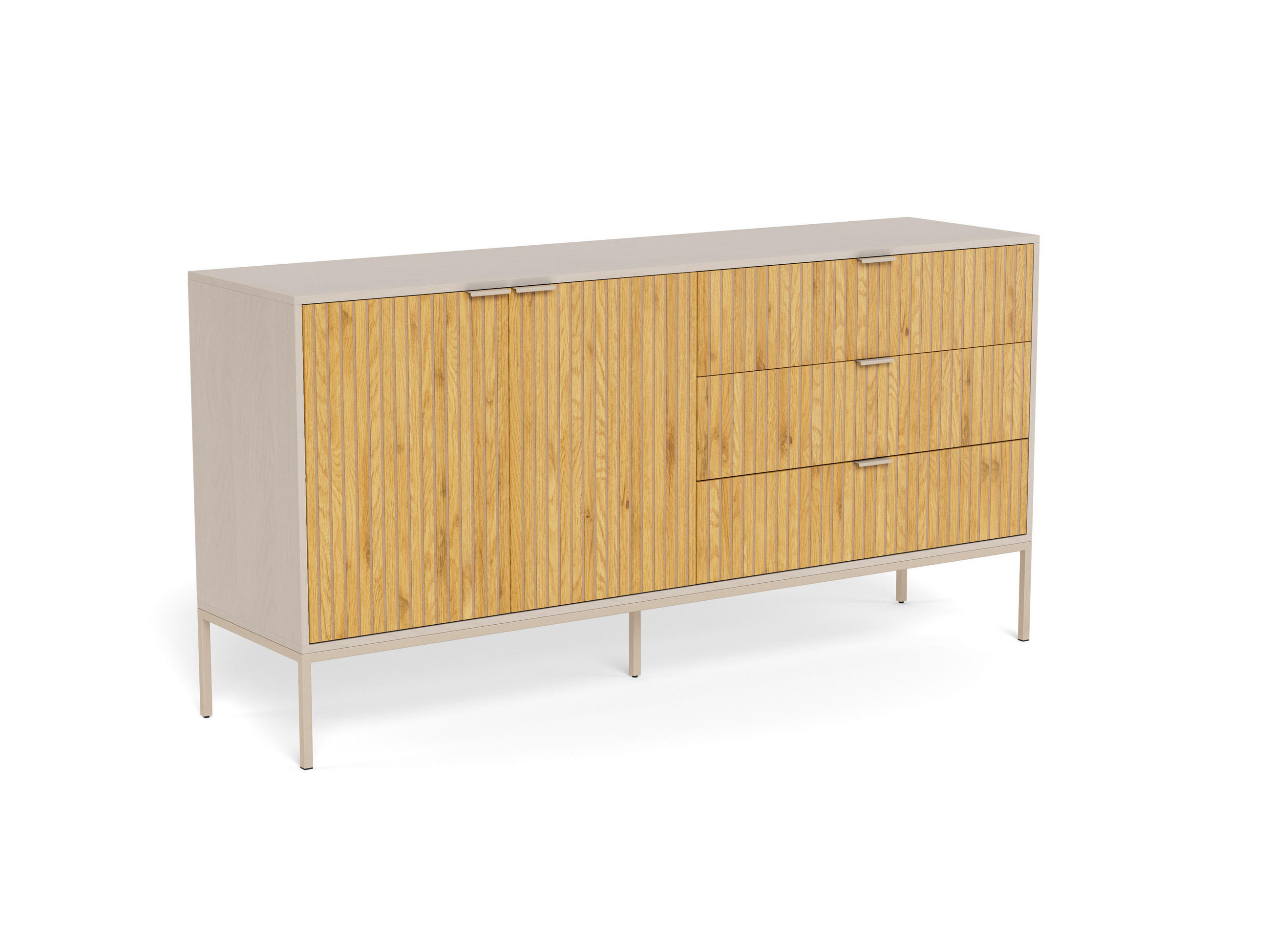 SIDEBOARD  160/80/40 cm 3 Schublade(n)  - Wildeiche/Grau, Design, Holzwerkstoff/Metall (160/80/40cm) - Carryhome
